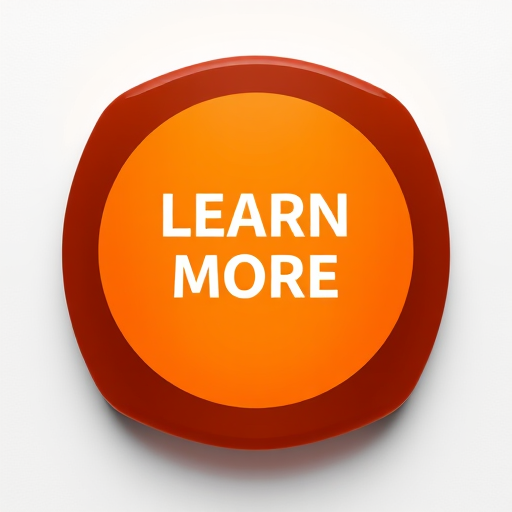 Create an orange gradient button with the text 'LEARN MORE' in white, using a Canon EOS R5, f/2.8 aperture, ISO 100, 35mm lens, and ensure a soft focus with a clean background.