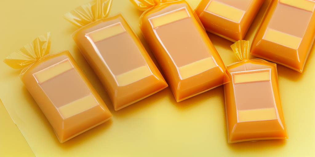 Vibrant Yellow Candy Wrappers Displayed Aesthetically on a Soft Yellow ...