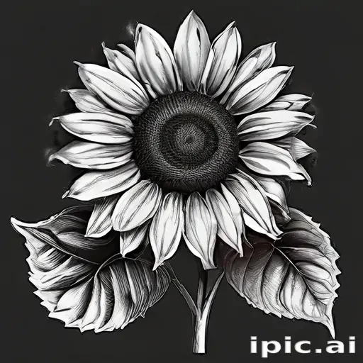 clip art sunflower black and white