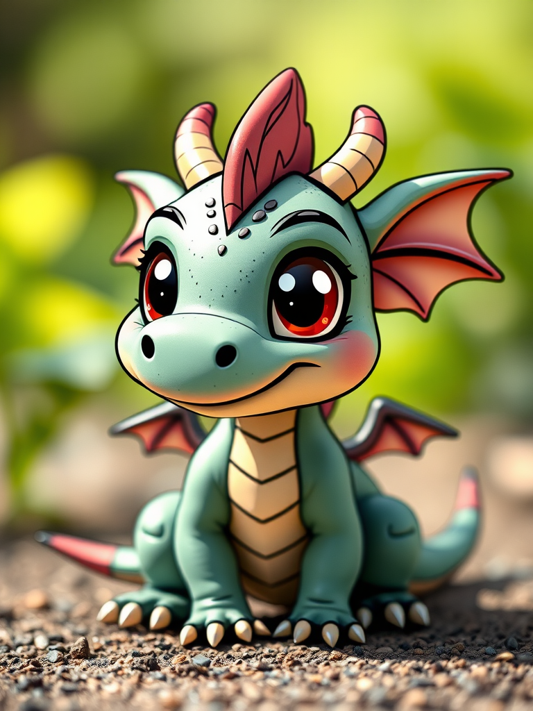 Create a cute cartoon dragon with large expressive eyes and spiky hair, in a playful pose, line art style, using a Canon EOS R5 with a 50mm f/1.2 lens, aperture set to f/4, ISO 100, and daylight lighting for enhanced clarity and detail.