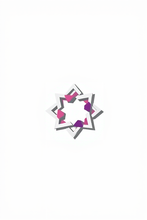 Generate an abstract logo design featuring geometric shapes forming a harmonious arrangement, set against a clean white background, captured with a DSLR camera at f/8, ISO 100, 50mm lens, soft natural lighting, top-down view for clarity and detail.