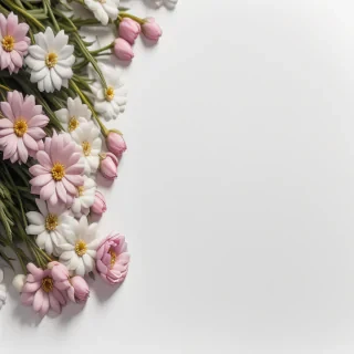 white background with flowers