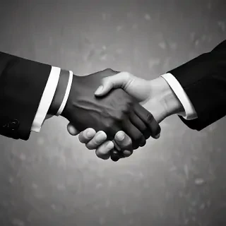 handshake black and white