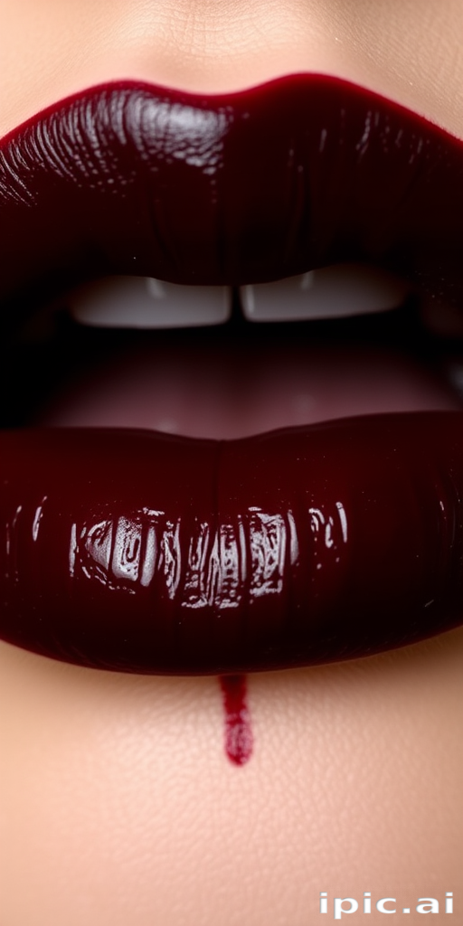 Black cherry lip stain named "Gothic Romance," delivering a deep, vampy color that fades to a flattering burgundy tint