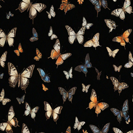 butterflies in black background