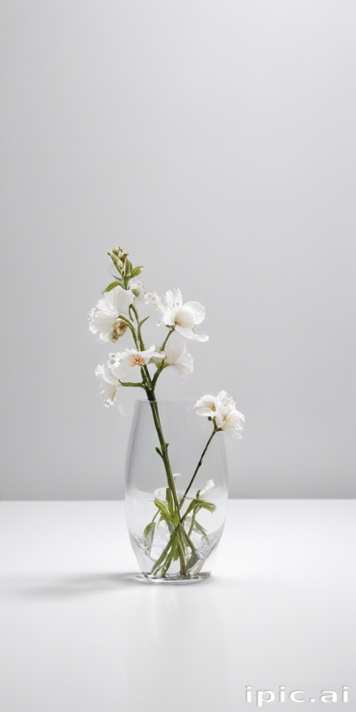 Delicate White Flowers Gracefully Arranged in a Clear Glass Vase