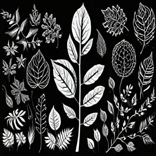 leaves clip art black and white