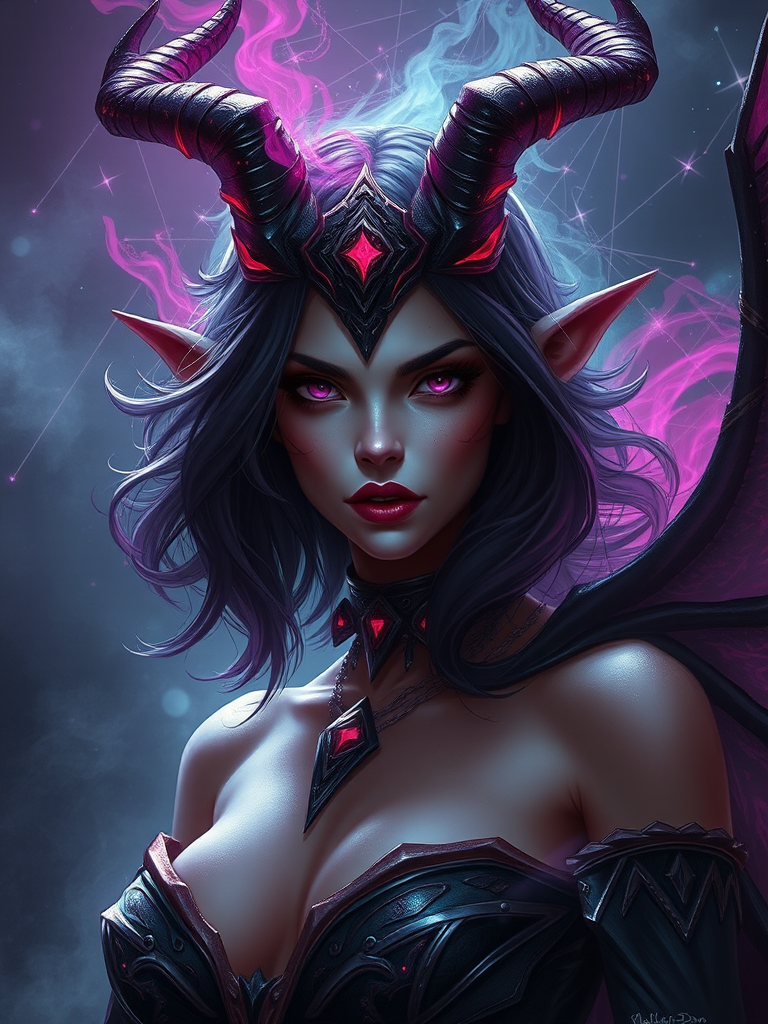 female dreamlike villain, dark aspect