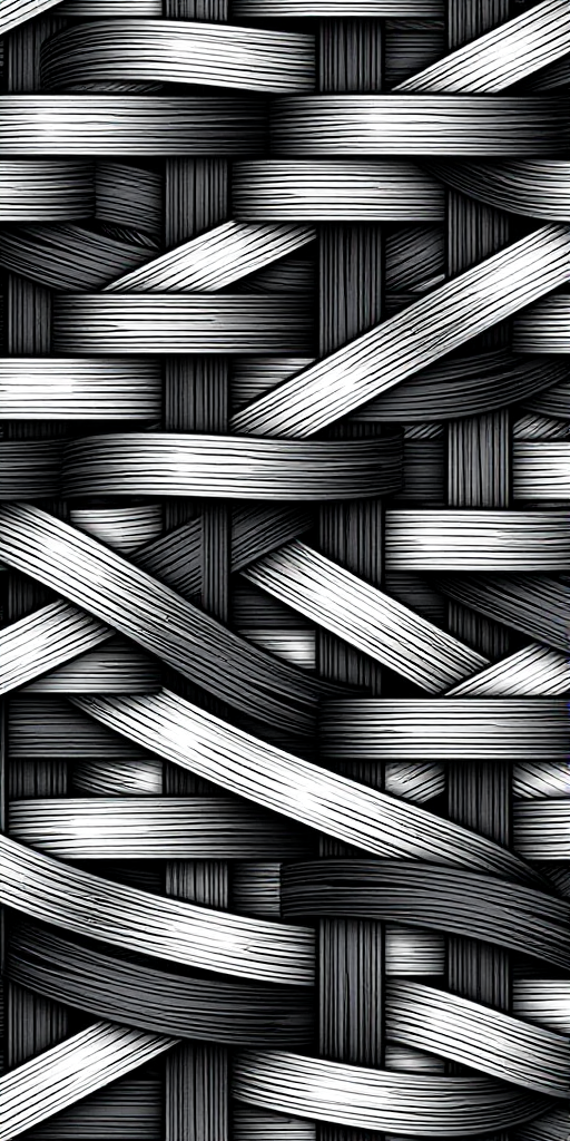 create a seamless black and white woven pattern with intersecting lines forming a grid-like texture