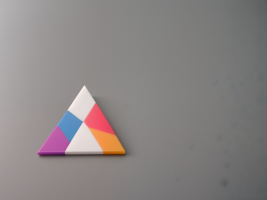 Colorful Triangular Puzzle Piece Placed on a Smooth Gray Surface