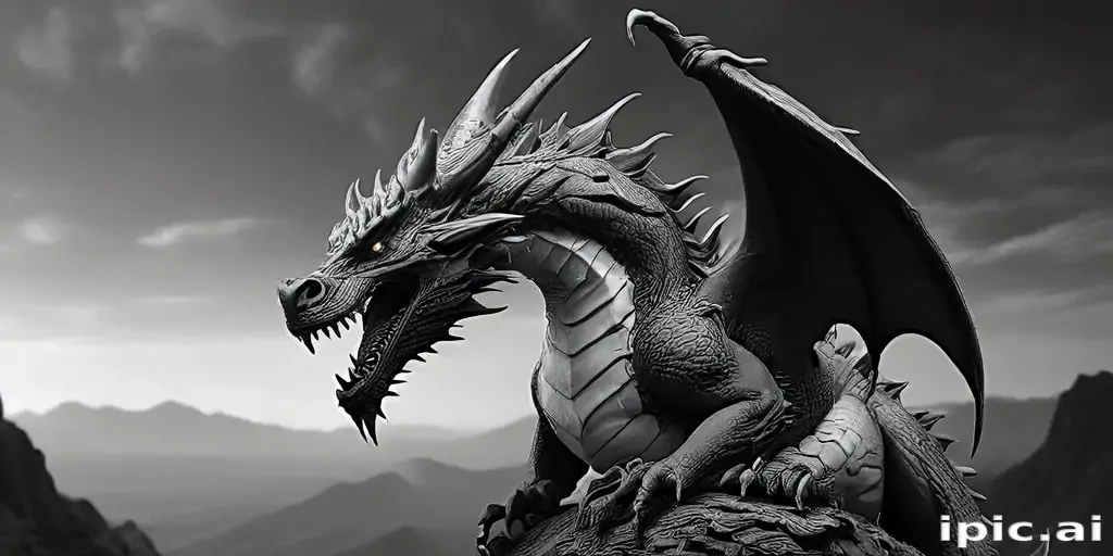 dragon black and white