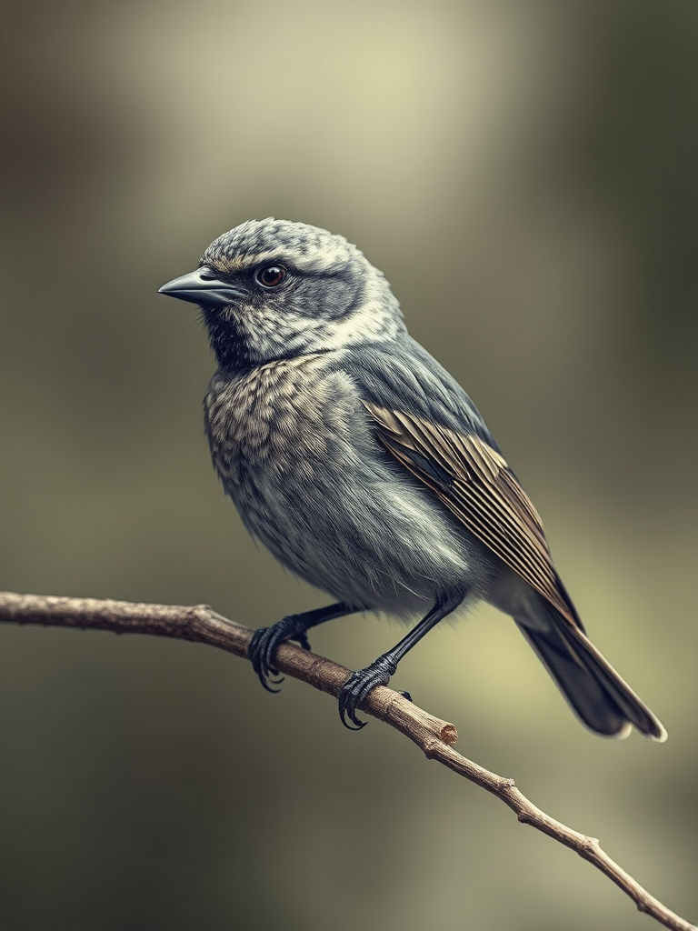 Create a highly detailed illustration of a bird perched on a branch, using a vintage etching style, captured with a DSLR camera at f/5.6 aperture, ISO 100, and a focal length of 100mm, with natural lighting and a shallow depth of field to enhance the texture and details of the feathers.