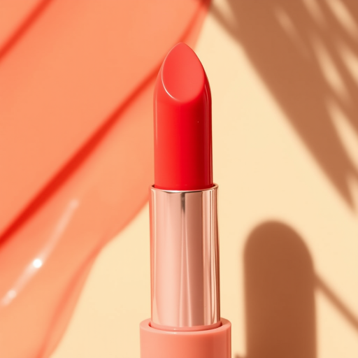 Sun-kissed Coral Crush lip color offering a vibrant orange-pink hue, dewy finish, and color-adapting technology, ideal for summer and tropical-inspired looks