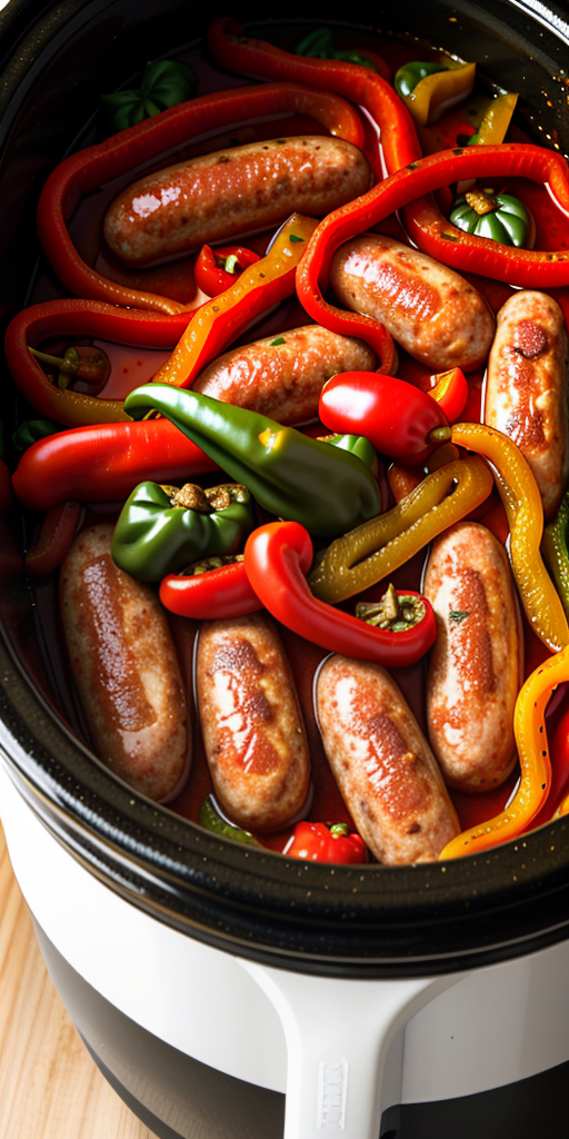 italian sausage and peppers in a crock pot