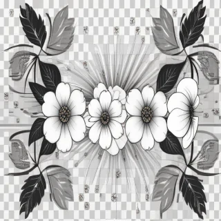 black and white flower png
