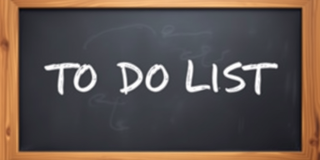 Create a high-resolution image of a wooden framed chalkboard with the phrase "TO DO LIST" written in white chalk, using a DSLR camera with a 50mm lens at f/1.8 aperture, ISO 100, and a shallow depth of field, capturing it from a straight-on view to emphasize the text clarity and wooden texture.