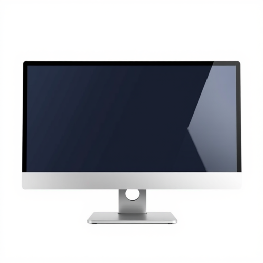 High-resolution illustration of a sleek modern computer monitor on a clean white background, using a Canon EOS R5 camera, f/8 aperture, 1/100s shutter speed, ISO 100, shot from a front view with soft lighting to enhance details and reflections.