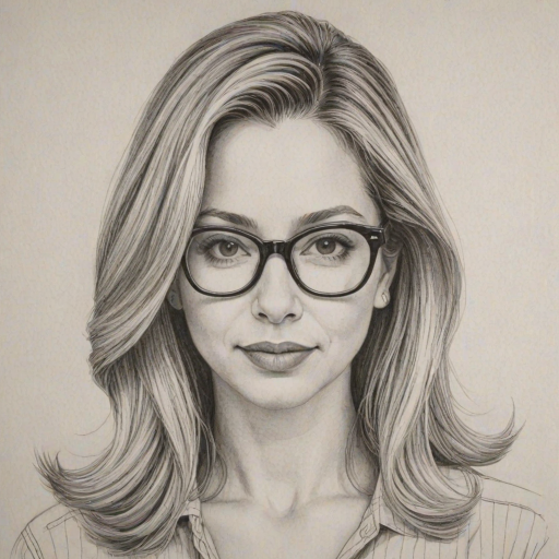 Captivating Mira Sorvino, pencil sketch, portrait of Appealing woman 1956s in glasses, hair style beatnik, outline, clear lines, fine lines, 8k