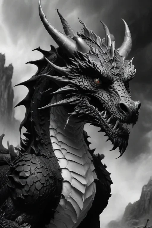 dragon black and white