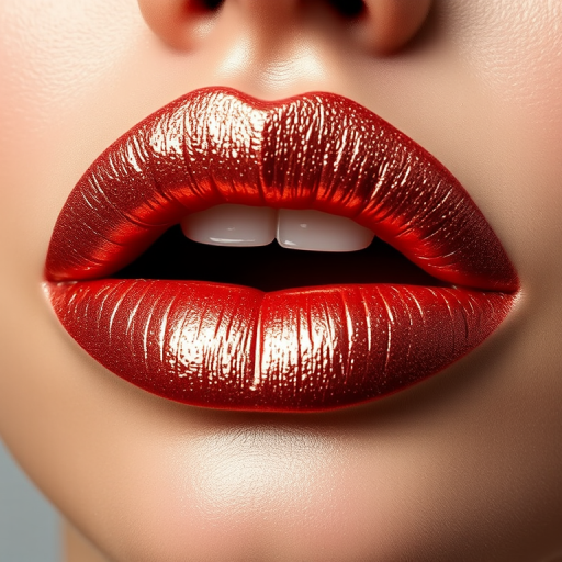 Glamorous "Metallic Rose Gold" lips shimmering with a luxurious metallic sheen, expertly sculpted and highlighted for a mesmerizing 3D effect