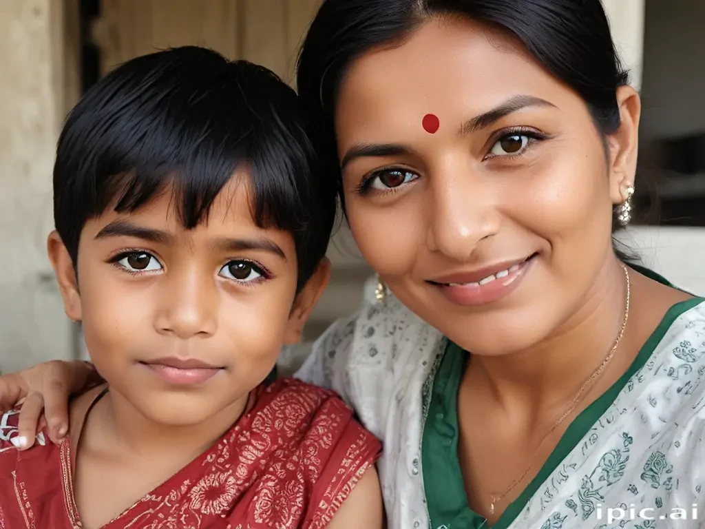 mom and son indian
