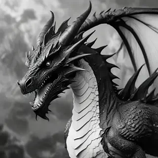 dragon black and white