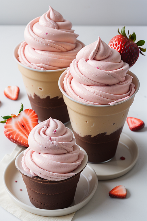 vanilla chocolate and strawberry ice cream