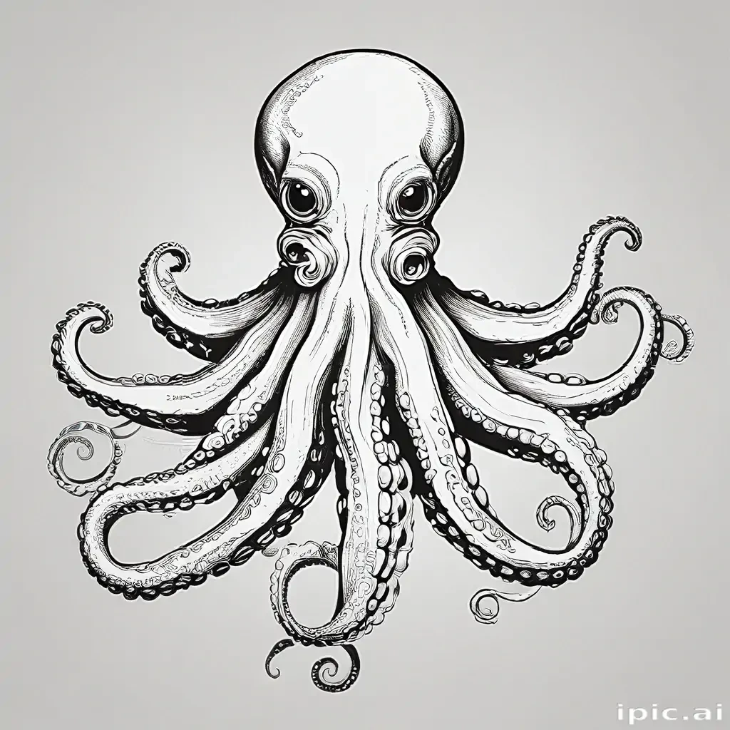 octopus clipart black and white