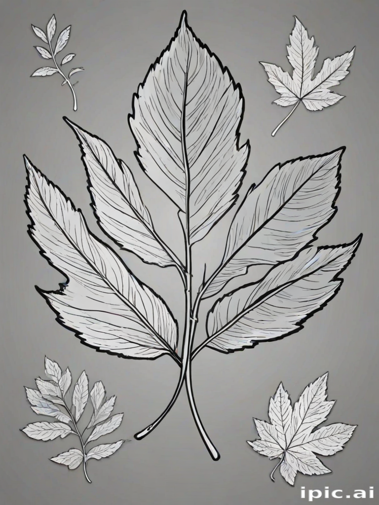 black and white leaf clip art