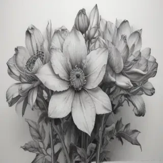 pencil drawn flowers