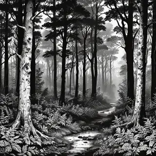 forest clipart black and white
