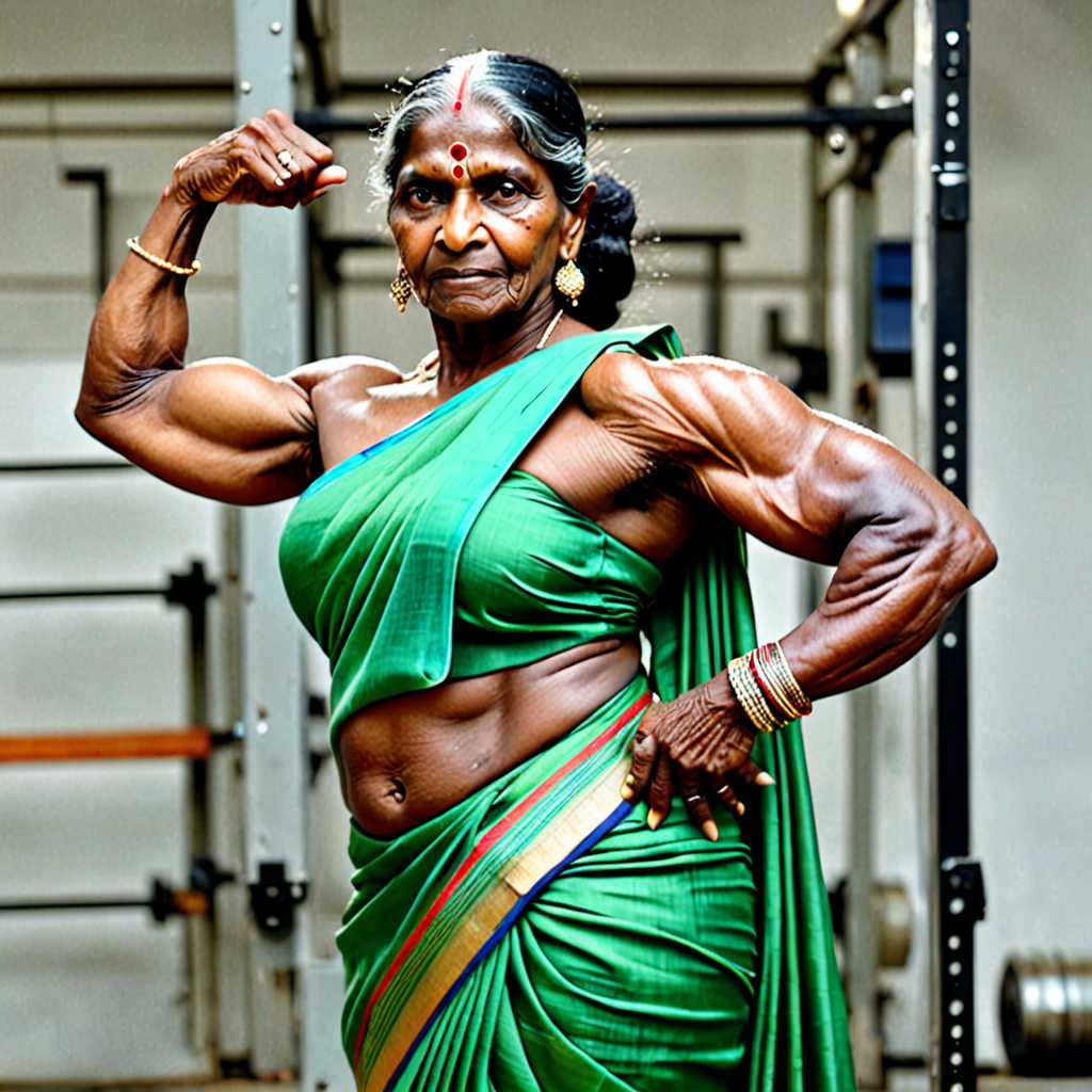 Free Ai Image Generator - High Quality and 100% Unique Images -  — A  very massive thick ripped veiny muscular elderly black indian woman flexing  oversized enormous biceps flexing abs in
