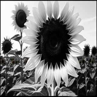 black and white sunflower