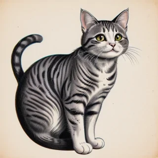 vintage cat drawing