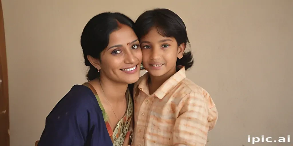 mom and son indian