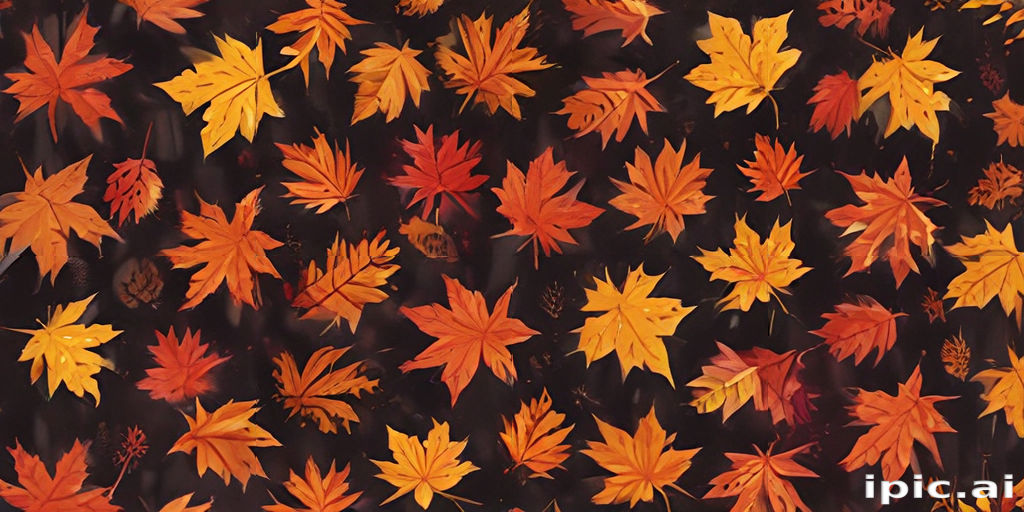 Autumnal Leaves Spread Across a Dark Background in Vibrant Colors