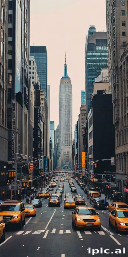 Vibrant New York City Street Scene Featuring Iconic Empire State Building