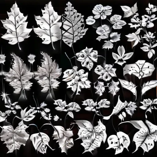 leaves clip art black and white
