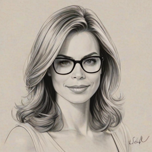 Fetching Brooke Burns, pencil sketch, portrait of Sublime woman 1974s in glasses, hair style beatnik, outline, clear lines, fine lines, 8k