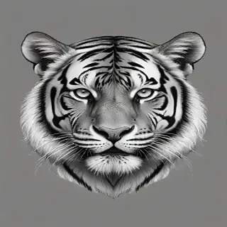 tiger clipart black and white