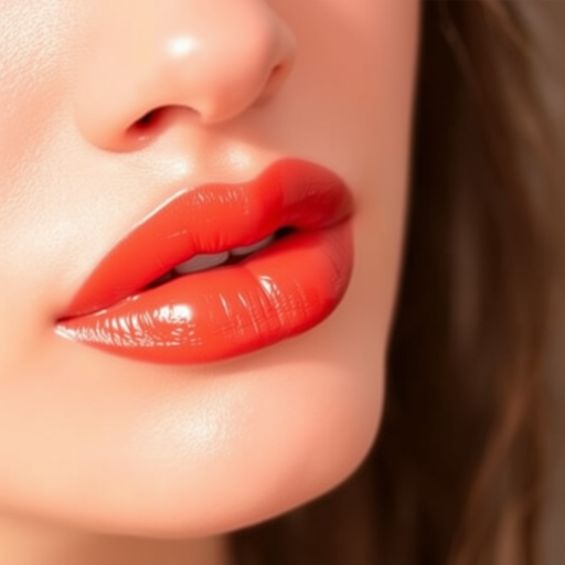 Ombre gradient lip tint "Sunset Haze" blending from soft peach to deep orange, creating a natural-looking flush effect, buildable and blendable for customizable intensity