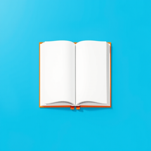 Create a high-quality graphic of a minimalistic open book icon on a solid blue background with a 50mm lens, aperture f/2.8, ISO 100, shot in natural light, using a top-down view for clarity.