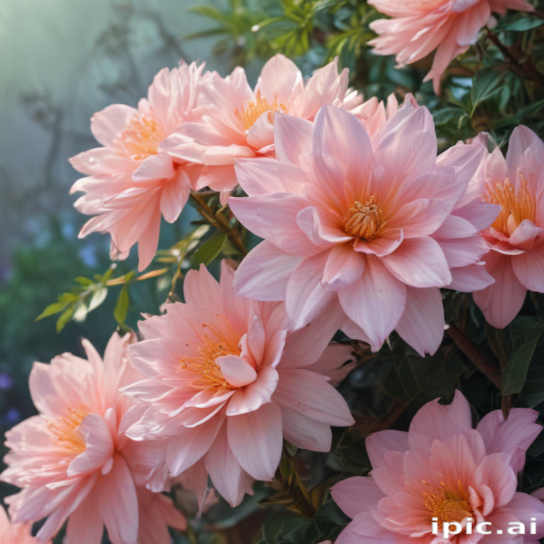 Beautiful Soft Pink Flowers Blooming Vibrantly in a Lush Garden Setting