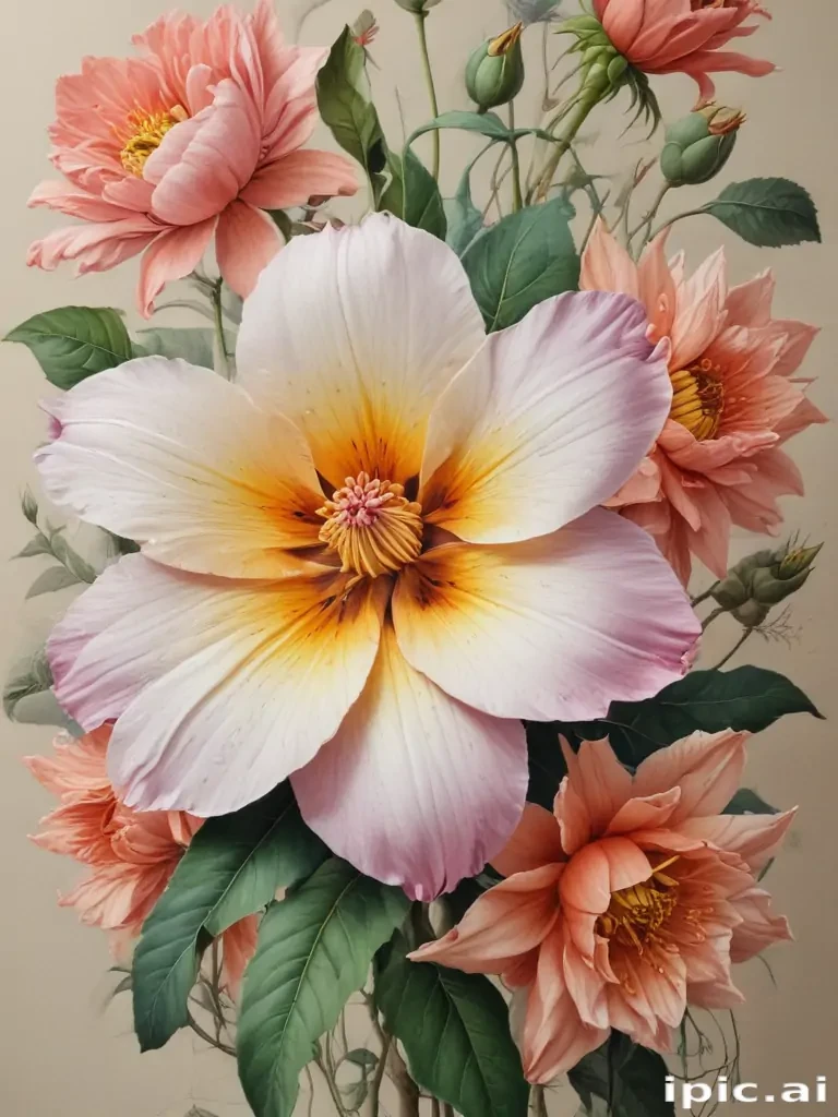 flower drawing images with colour