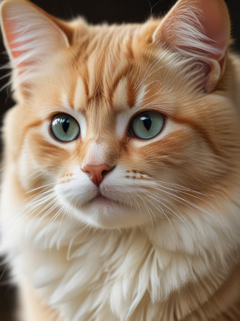 A Majestic Orange Cat with Striking Green Eyes and Fluffy Fur