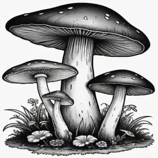 mushroom clipart black and white