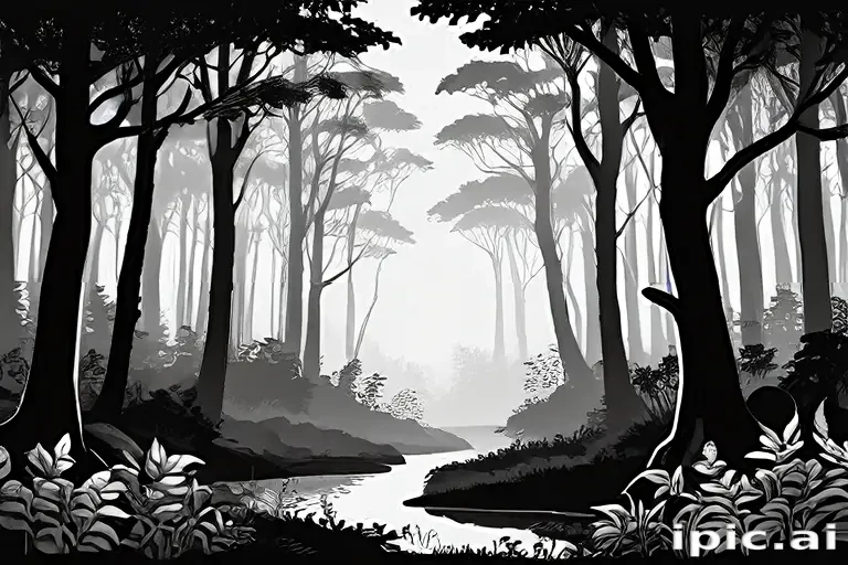 forest clipart black and white