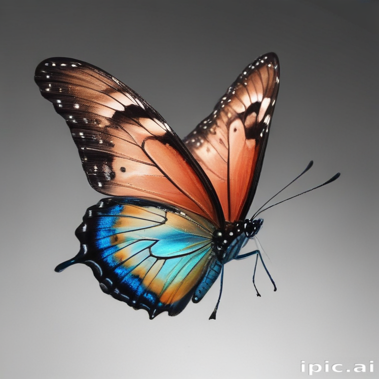 A Vibrant Butterfly Displaying Stunning Colors Against a Neutral ...