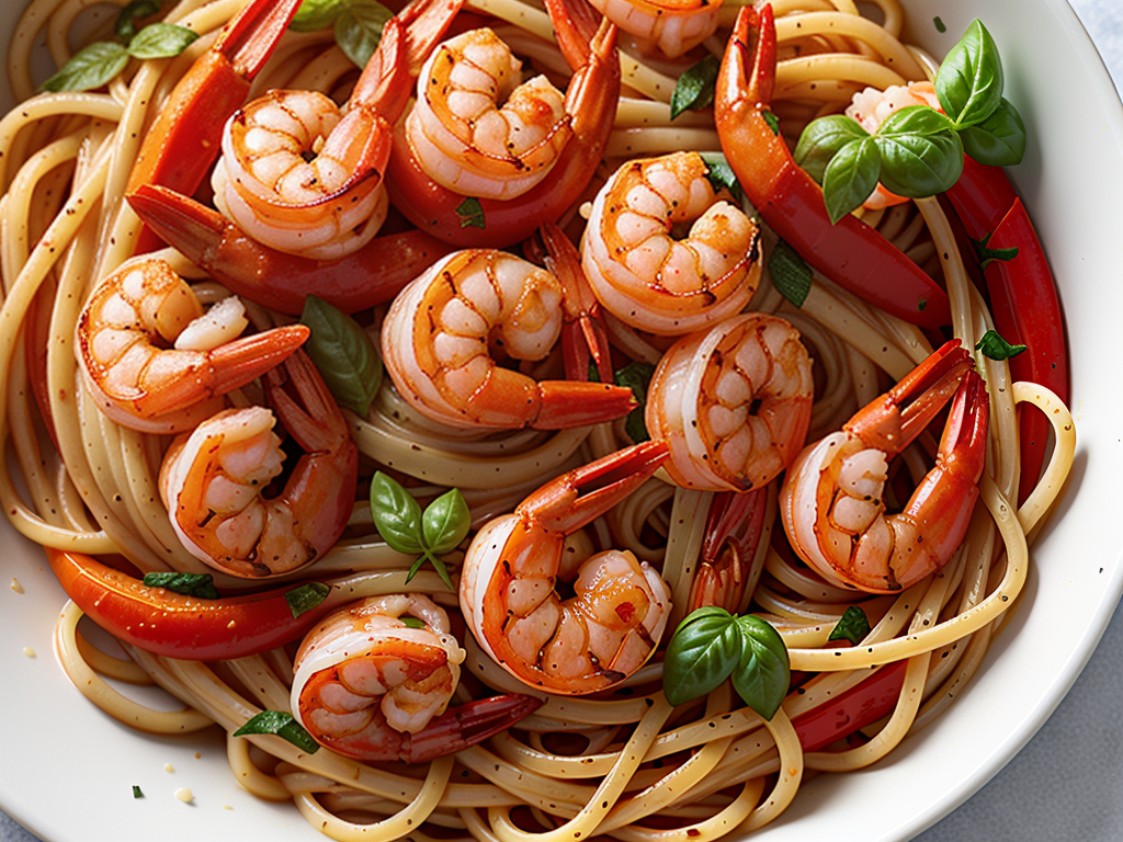 roasted red pepper shrimp linguine