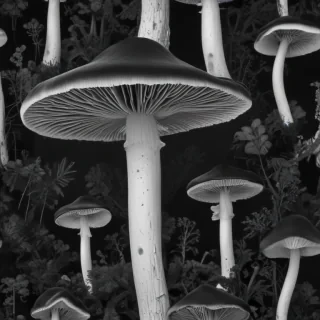 mushroom black and white